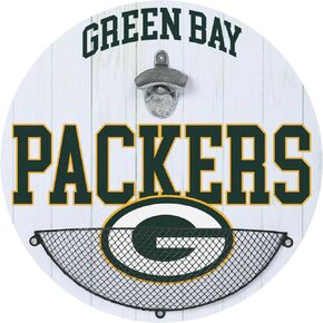 FOCO Green Bay Packers NFL Bottle Opener Cap Catcher Wall Sign