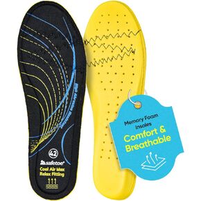 SAFETOE Comfort Memory Foam Insoles for Men & Women - J012 Flat Feet Shoe Orthotic Insoles for Plantar Fasciitis with Arch Support, Odour Sorbothan Gel Insoles for High Heels with Full Size