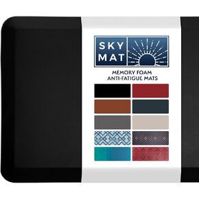 Sky Solutions Anti Fatigue Floor Mat - 3/4" Thick Cushioned Kitchen Rug, Standing Desk Mat - Comfort at Home, Office, Garage - Non Slip, Durable and Stain Resistant (17" x 24", Black)