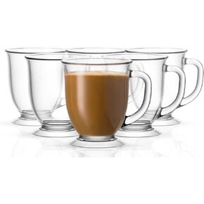 Clear Glass Coffee Mugs, by Kook, Espesso Cups, Clear Coffee Mugs, 15 oz, Set of 6, for Drinking Hot Beverages, Tea, Latte, Cappuccino, Large Capacity, 15 oz, Set of 6 in Kuwait