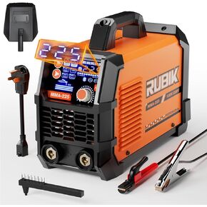 Rubik Stick Welder, ARC MMA 225Amp Electric Welding Machine, IGBT Digital Dispaly LCD 110V/220V Hot Start 2 in 1 Portable Welder Machine, with Cable, Electrode Holder, Welding Helmet, Brush