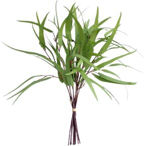 8 Pack Faux Eucalyptus Stems with Seeds 14 Inch Real Touch Leaves Branches Greenery Stems for Bridal Wedding Bouquet Vase Table Centerpiece Decor(Oval)