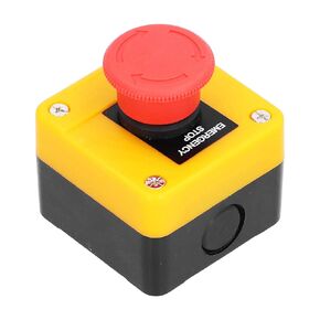 Eujgoov 10A Emergency Stop Button Tight Stop ST0P Switch Button Box a Normally Open a Normally Closed Mushroom Elevator Emergency Push Button Switch