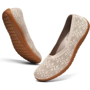 Women's Wide Toe Box Flats Shoes Knit Ballet Flat Slip-on Dress Walking Comfort Shoes