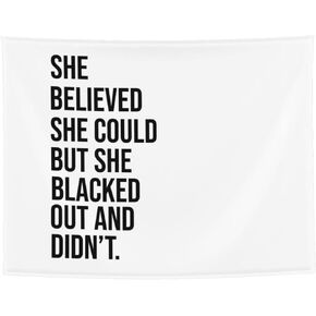 GOWMEE She Believed She Could But She Blacked Out And Didn'T Tapestry Preppy Cute Pink Tapestries Aesthetic Wall Hanging Banner For Teen Girl College Dorm Bedroom Living Room Party Decoration 29"X37"