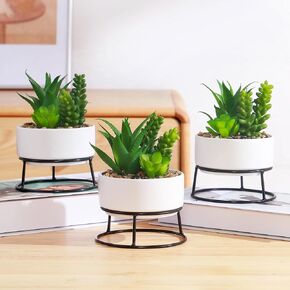 3 Packs Artificial Plants & Greenery with Ceramic Planters, Potted Plants for Party Table Decoration Wedding Birthday Theme Party