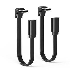2Pack 90 Degree Type-C Male to Female Cable Flat Shot 4inch/10cm, Soft and Pliable RightAngle USB2.0 Type-c Cable Supports Charging,Data for Car&Tablet & Mobile Phone or USB-C Devices