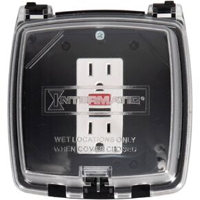 Intermatic WP1020C Weather Proof Plastic Receptacle Cover for Two-Gang 4" Box Single Gang Applications - Heavy-Duty UV Stabilized Polycarbonate - Outdoor Electrical Outlet Protection