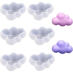 WOPODI 6 Pieces Cloud Shape Chocolate Silicone Mold Mousse Fondant Ice Cube 3D Clouds Mould Pudding Candy Soap Candle Epoxy Resin Molds Baking Cake Decoration DIY Casting Clay Mold Tools in Kuwait