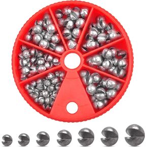 Split Shot Fishing Weights Kit, 4.23oz/Box Round Split Shot Fishing Sinkers Removable Small Fishing Egg Weights Fishing Gear Tackle 7 Sizes