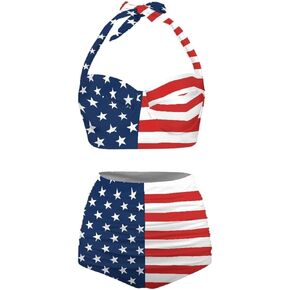 FOR U DESIGNS Push up Bikini Top High Waisted Bathing Suit Women Tummy Control Two Piece Swimsuit Summer Swimwear
