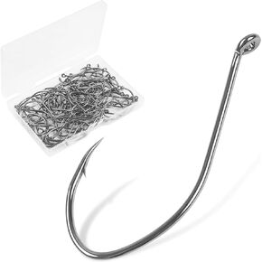 Big River Bait Hook Catfish Hook, 80pcs Live Bait Hook Octopus Beak Offset Fishing Hooks Circle Hooks Saltwater Size Black Nickel Fishing Hooks Trotline Hooks Catfishing Tackle Gear