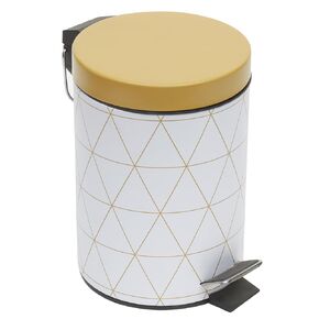 Home Basics 3 Liter Small Metal Trash Can with Lid, Compact Garbage Bin with Removable Liner Bucket and Handle for Bathroom, Kitchen, Craft Room, Office | White