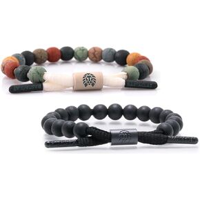 Rastaclat Original Beaded Karma Marbled & Karma Black Adjustable Bracelets for Men & Women of All Ages | 2 Pack (Medium/Large)