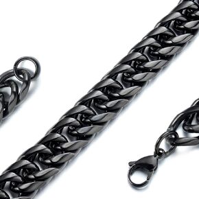 Black Heavy Duty Cuban Link Chain Necklace for Men Women 316L Stainless Steel Width 11mm/13mm Double Cut Curb Necklaces or Bracelet 8''/ 9'' /18''/24'' /30''