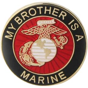 My Brother is A Marine with Marine Corps Crest Round Lapel Pin