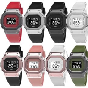 8 Pack Men Digital Sports Watch, Military Waterproof Watch with Stopwatch Countdown Timer Alarm LED Backlight Dual Time Minimalist Watch for Men Gifts for Mens Womens