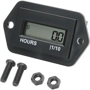 Runleader LCD Hour Meter,AC/DC 4.5V to 60V, Data Storage & Waterproof Design for Club Car Forklift Go-kart Lawn Mower Sawmill etc.