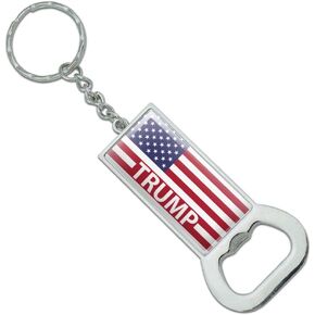 GRAPHICS & MORE President Trump American Flag Keychain Rectangle Chrome Plated Metal Bottle Cap Opener