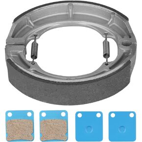 Front and Rear Brake Shoes Pads for 2002-2007 Suzuki Eiger 400 LTA400 2x4 Auto/LTF400 2x4 Manual/LTA400F 4x4 Auto/LTA400F 4x4 Manual Drum Brake Shoe Pads Set