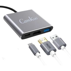 USB C to HDMI, USB C, USB3.0 Adapter, Triple Display Adapter USB C Adapter USB C Hub with HDMI, USB C, USB3.0 Docking Station 4K @30hz for Laptops HP Dell Surface Lenovo Thinkpad Chromebook