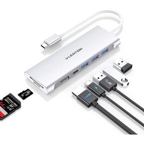 LENTION USB C Multiport Hub with 4K HDMI, 3 USB 3.0, SD/Micro SD Card Reader, 100W PD Compatible 2023-2016 MacBook Pro, New Mac Air, More, Stable Driver Adapter (CB-C36B, Silver)