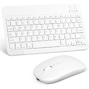 Rechargeable Bluetooth Keyboard and Mouse Combo Ultra Slim for Tecno Phantom X and All Bluetooth Enabled Android/PC-Baby Pink Keyboard with Baby Pink RGB LED Mouse