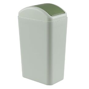 12 L Slim Garbage Can, Small Plastic Trash Can with Swing Lid, 1 Pack (Green)