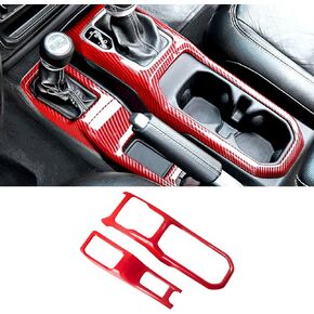 Gear Shift Panel Trim Cover Carbon Fiber for Jeep Wrangler JL JLU/Gladiator JT 2018 2019 2020 2021 2022 2023 Decoration Interior Gearshift Panel Handbrake Cover Trim (Black)