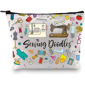 GJTIM Sewing Gift for Women Sewing Project Bag Sewing Doodles Zipper Pouch Quilter Gift Tailor Gift for Costume Designer (Sewing Doodles Bag)