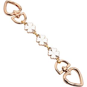 VeekyVicky Purse Strap Extender for Handbag Bag, Chain Strap Replacement Extension - Four Leaf Clover Good Luck Charm White