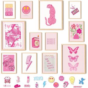 97 Decor Cute Preppy Room Decor Aesthetic - Pink Preppy Posters for Bedroom, Preppy Prints for Wall Decor, Light Pink Art Preppy Pictures, Dorm Wall Art for College Teen Girls Apartment Decorations
