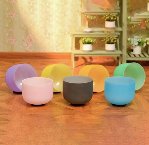 مجموعة من 3 أوعية تغني باللون الوردي مقاس 20.32 سم و25.4 سم شرقًا و30.48 سم ج، وعاء تغني كريستالي كريستالي معالج للصوت من الكوارتز المتجمد مع حقيبة حمل للسفر وحلقة دائرية من جلد الغزال in Kuwait