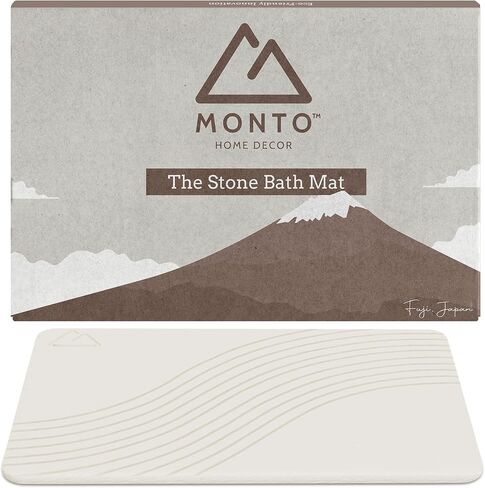 MONTO's Stone Bath Mat - Diatomaceous Earth Shower Mat, Non-Slip, Super Absorbent, Quick Drying Bathroom Floor Mat, Natural & Easy to Clean (Midnight Peak) in Saudi Arabia