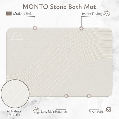 MONTO's Stone Bath Mat - Diatomaceous Earth Shower Mat, Non-Slip, Super Absorbent, Quick Drying Bathroom Floor Mat, Natural & Easy to Clean (Midnight Peak) in Saudi Arabia