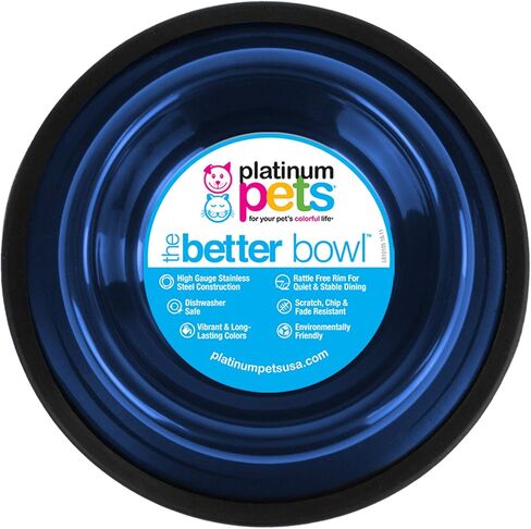 Platinum Pets Embossed Non-Tip Stainless Steel Cat/Dog Bowl in Saudi Arabia