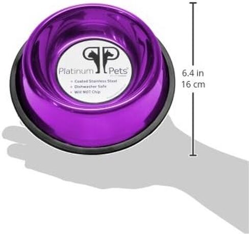 Platinum Pets Embossed Non-Tip Stainless Steel Cat/Dog Bowl in Saudi Arabia