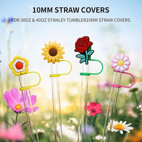 6 PCS Silicone Spill Stopper Set for Stanley Cup Straw Covers 30 oz / 40 oz Tumbler Leak Proof Drink Stoppers Silicone Straw Stopper Caps for Stanley Cup Accessories-Cat in Saudi Arabia