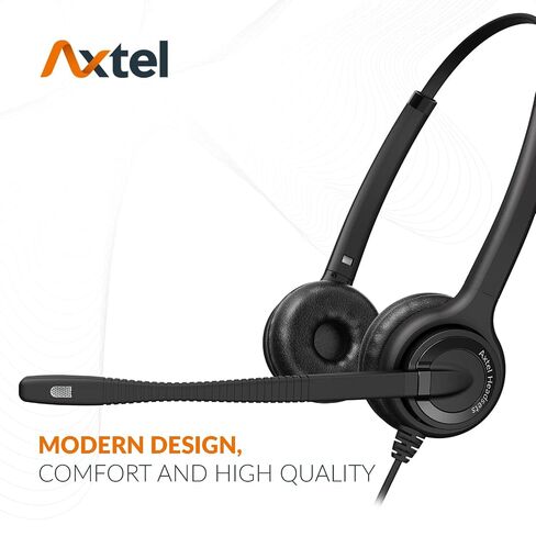 Axtel Bundle Elite HDvoice Duo NC with AXC-HISHD Cable | Noise Cancellation - Compatible with Avaya 1600/9600 Series IP Phones | Cable with Microphone Amplifiler up tor 8 Levels in Saudi Arabia