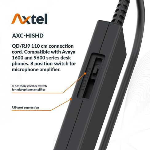 Axtel Bundle Elite HDvoice Duo NC with AXC-HISHD Cable | Noise Cancellation - Compatible with Avaya 1600/9600 Series IP Phones | Cable with Microphone Amplifiler up tor 8 Levels in Saudi Arabia