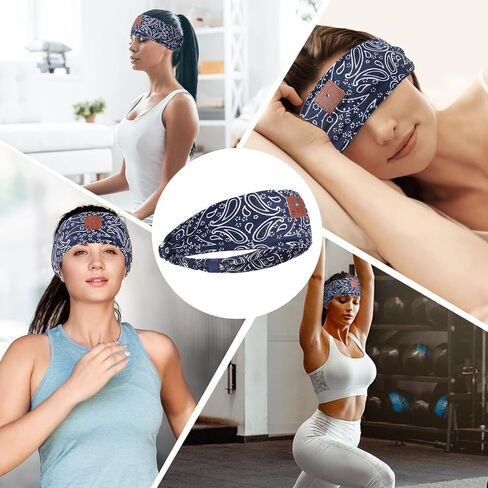 عصابة رأس لاسلكية لسماعات الرأس، قناع سماعات للنوم مع مكبرات صوت ستيريو رفيعة للغاية عالية الدقة، عصابة رأس لتدريب اليوجا والجري والتأمل أثناء النوم (أزرق) in Saudi Arabia
