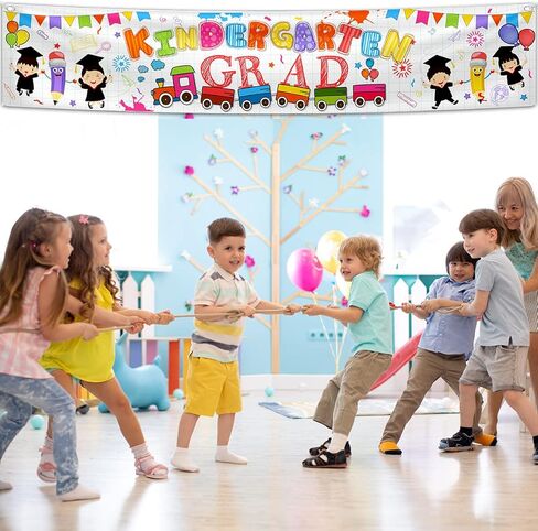 لافتة تخرج كبيرة لرياض الأطفال 2024، لوازم حفلات التخرج، تهنئة GRAD، لافتة ساحة لرياض الأطفال لتزيين التخرج من رياض الأطفال in Kuwait