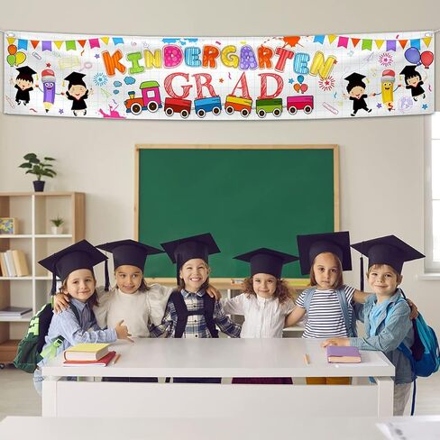 لافتة تخرج كبيرة لرياض الأطفال 2024، لوازم حفلات التخرج، تهنئة GRAD، لافتة ساحة لرياض الأطفال لتزيين التخرج من رياض الأطفال in Kuwait