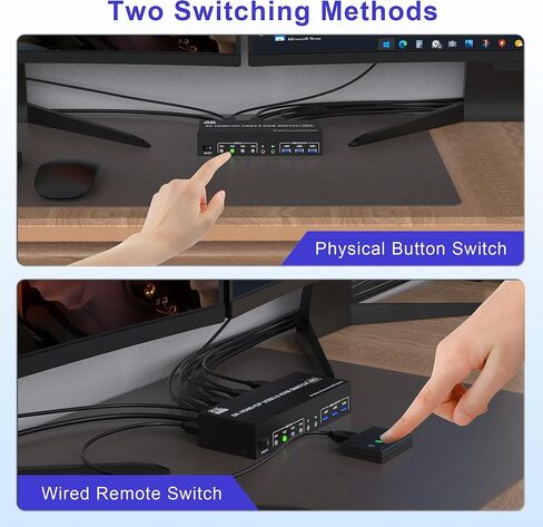 8K @ 60 هرتز KVM Switch 3 شاشات 4 أجهزة كمبيوتر 4K @ 144 هرتز، 2 DisplayPort +1 HDMI KVM Switch شاشة ثلاثية لـ 4 أجهزة كمبيوتر مع صوت و3 منافذ USB 3.0، 3 مفاتيح KVM للشاشات ومحول ماوس لوحة المفاتيح in Kuwait