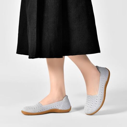 Women's Wide Toe Box Flats Shoes Ballet Flat | Knit Mesh Slip-on Shoes, Wide Width Walking Shoes, Comfort, Dressy in Saudi Arabia