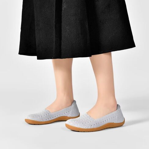 Women's Wide Toe Box Flats Shoes Ballet Flat | Knit Mesh Slip-on Shoes, Wide Width Walking Shoes, Comfort, Dressy in Saudi Arabia