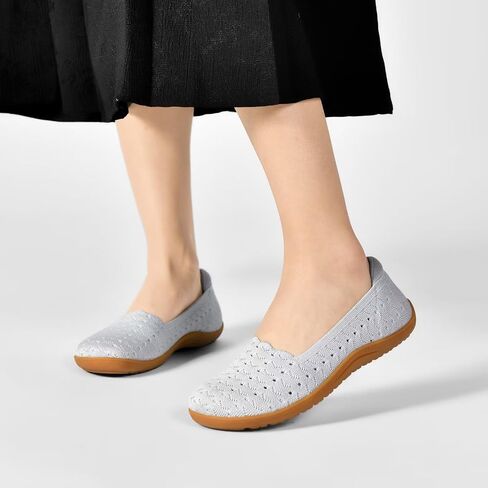 Women's Wide Toe Box Flats Shoes Ballet Flat | Knit Mesh Slip-on Shoes, Wide Width Walking Shoes, Comfort, Dressy in Saudi Arabia