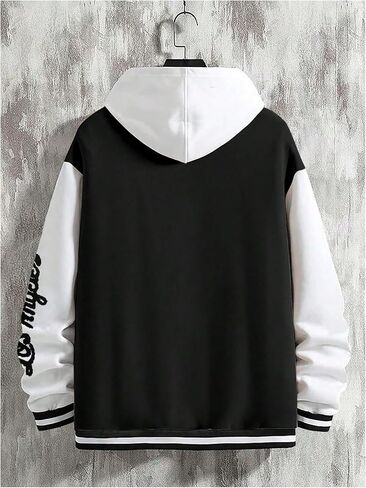 SOLY HUX Men's Varsity Jacket Letter Print Color Block Long Sleeve Baseball Jacket Coat in Saudi Arabia