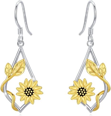 أقراط عباد الشمس 925 من الفضة الاسترليني عباد الشمس المتدلية أقراط زهرة أقراط أنت بلدي أشعة الشمس عباد الشمس هدية مجوهرات للنساء والفتيات المراهقات in Kuwait