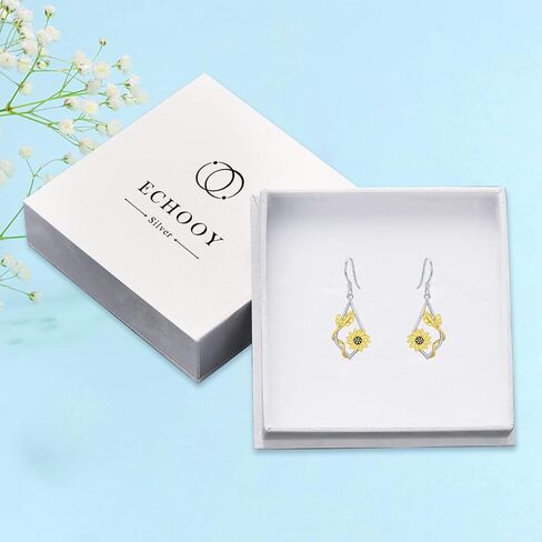 أقراط عباد الشمس 925 من الفضة الاسترليني عباد الشمس المتدلية أقراط زهرة أقراط أنت بلدي أشعة الشمس عباد الشمس هدية مجوهرات للنساء والفتيات المراهقات in Kuwait